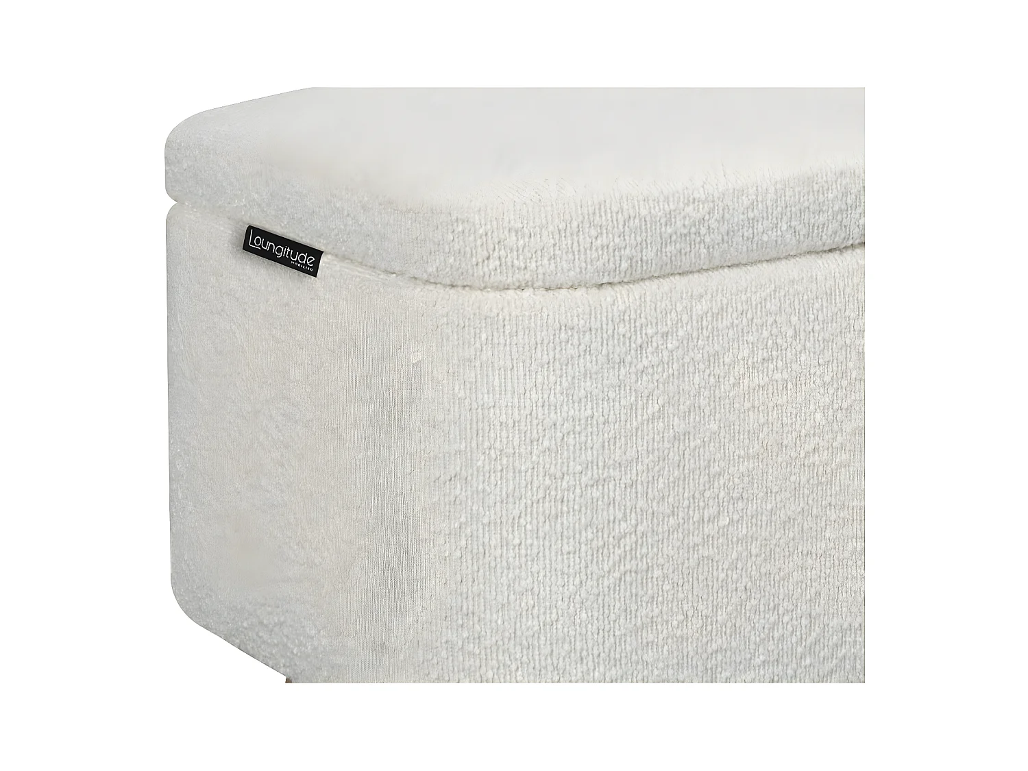 Bout de lit POLY avec coffre de rangement en tissu bouclettes - Blanc