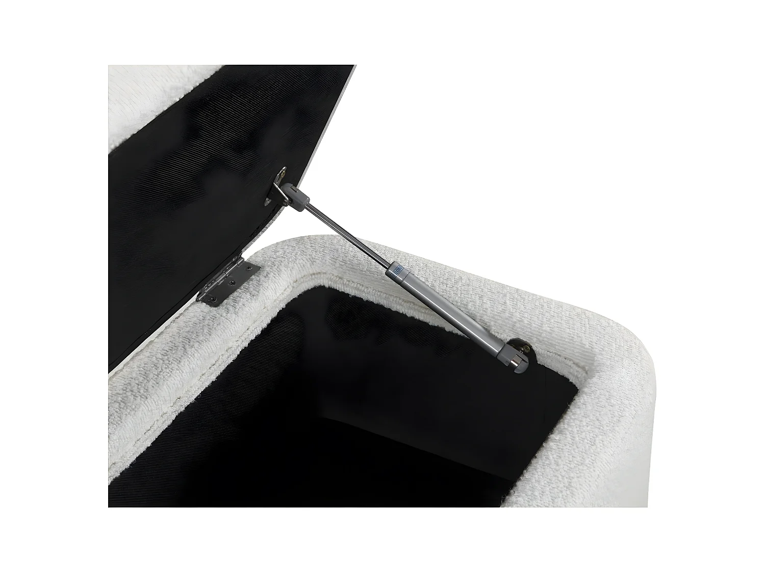 Bout de lit POLY avec coffre de rangement en tissu bouclettes - Blanc