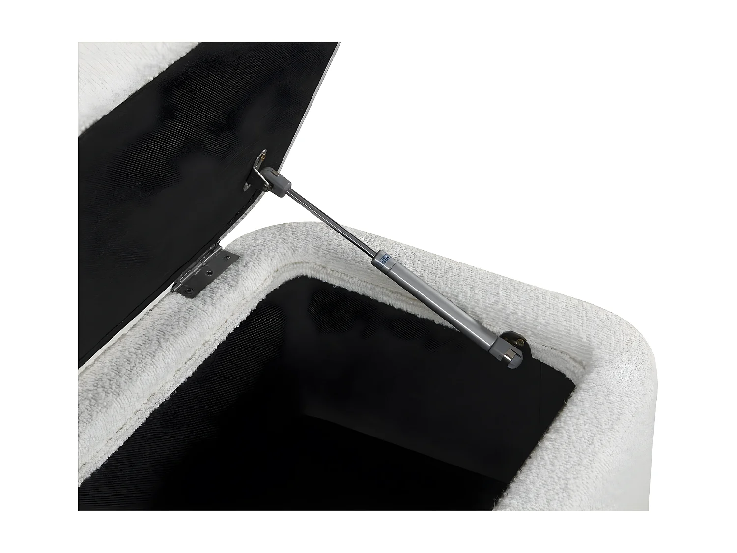 Bout de lit POLY avec coffre de rangement en tissu bouclettes - Blanc