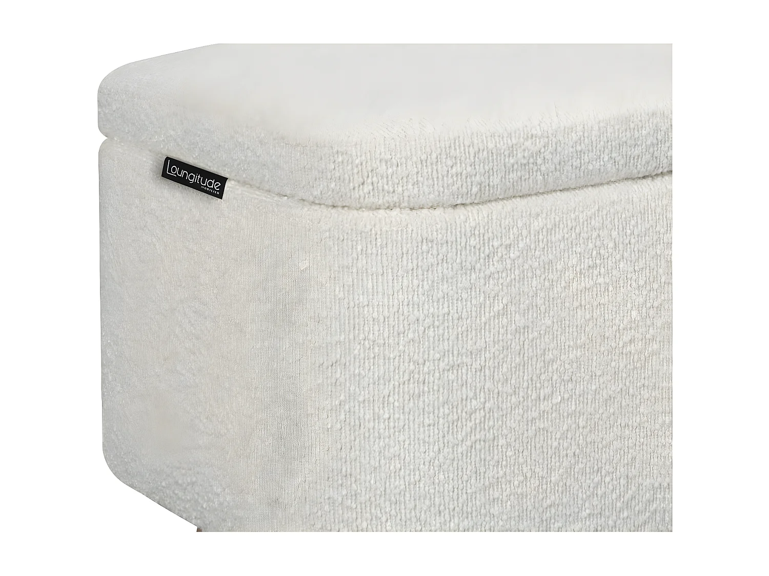 Bout de lit POLY avec coffre de rangement en tissu bouclettes - Blanc