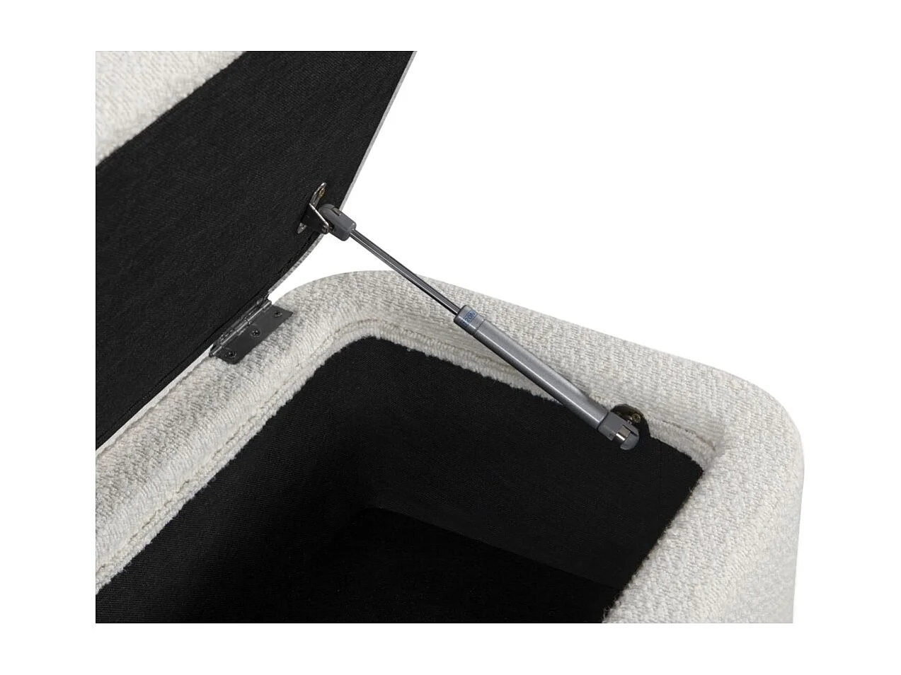 Bout de lit POLY avec coffre de rangement en tissu bouclettes - Blanc
