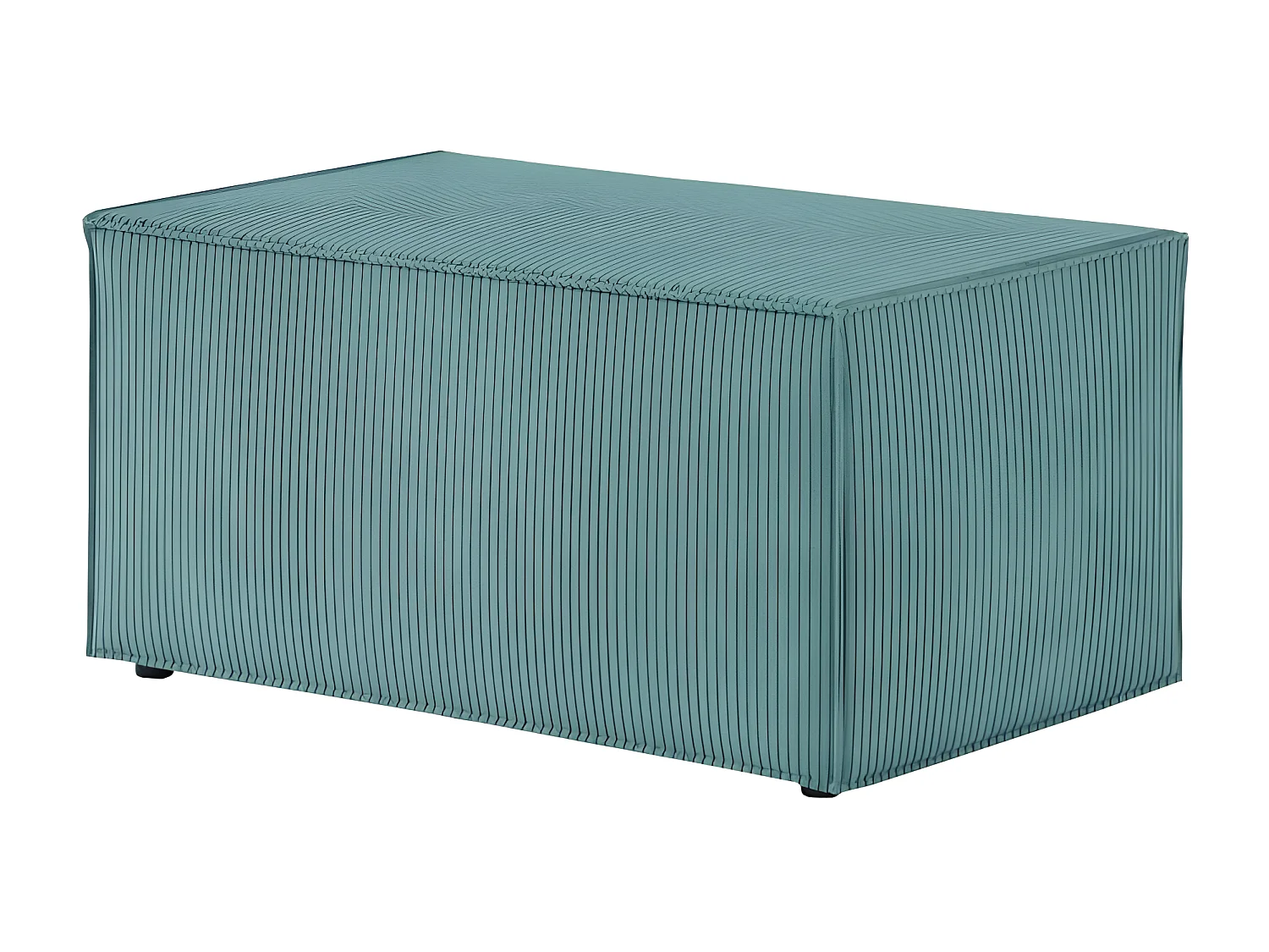 Pack - Clarisse - Canapé d'angle convertible réversible avec pouf en velours côtelé - Bleu clair - L269 x P159 x H89cm - Loungitude