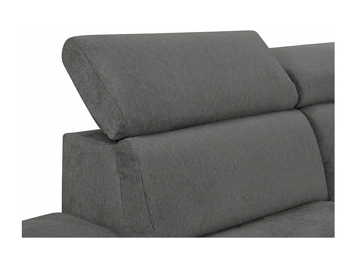 Canapé d'angle gauche Verla 4 places convertible avec coffre en tissu - Gris - L258 x P222 x H83cm - Loungitude