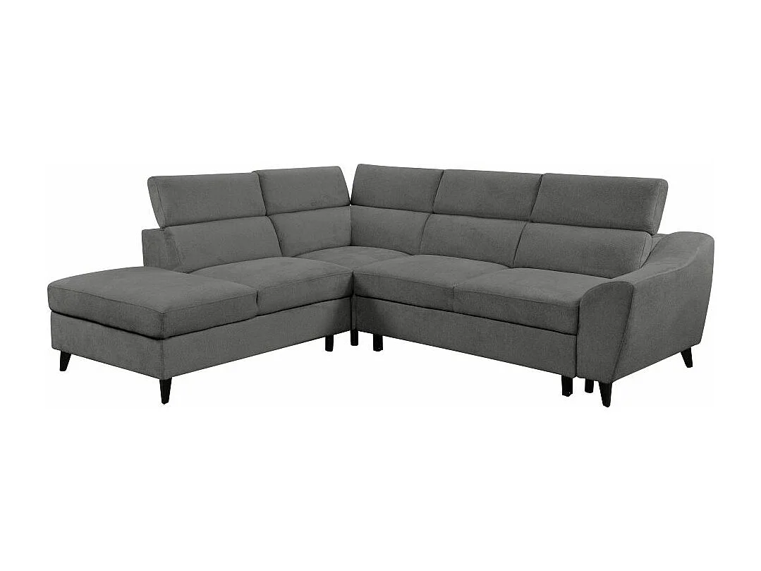 Canapé d'angle gauche Verla 4 places convertible avec coffre en tissu - Gris - L258 x P222 x H83cm - Loungitude