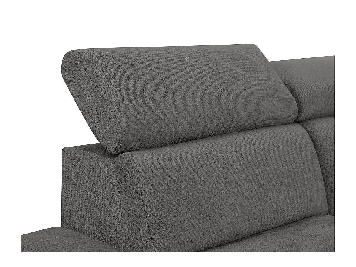 Canapé d'angle convertible 4 places avec coffre en tissu gris