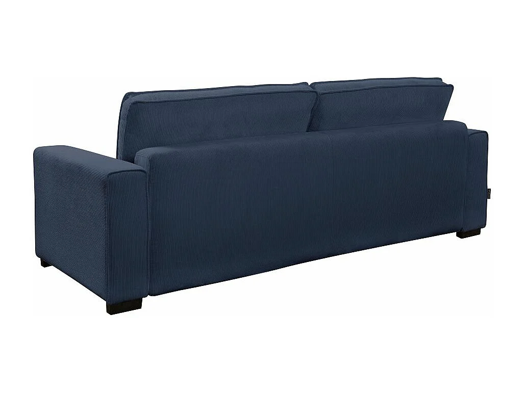 Canapé droit 3 places Margot convertible en velours côtelé - Bleu - L230 x P94,5 x H91cm - Loungitude