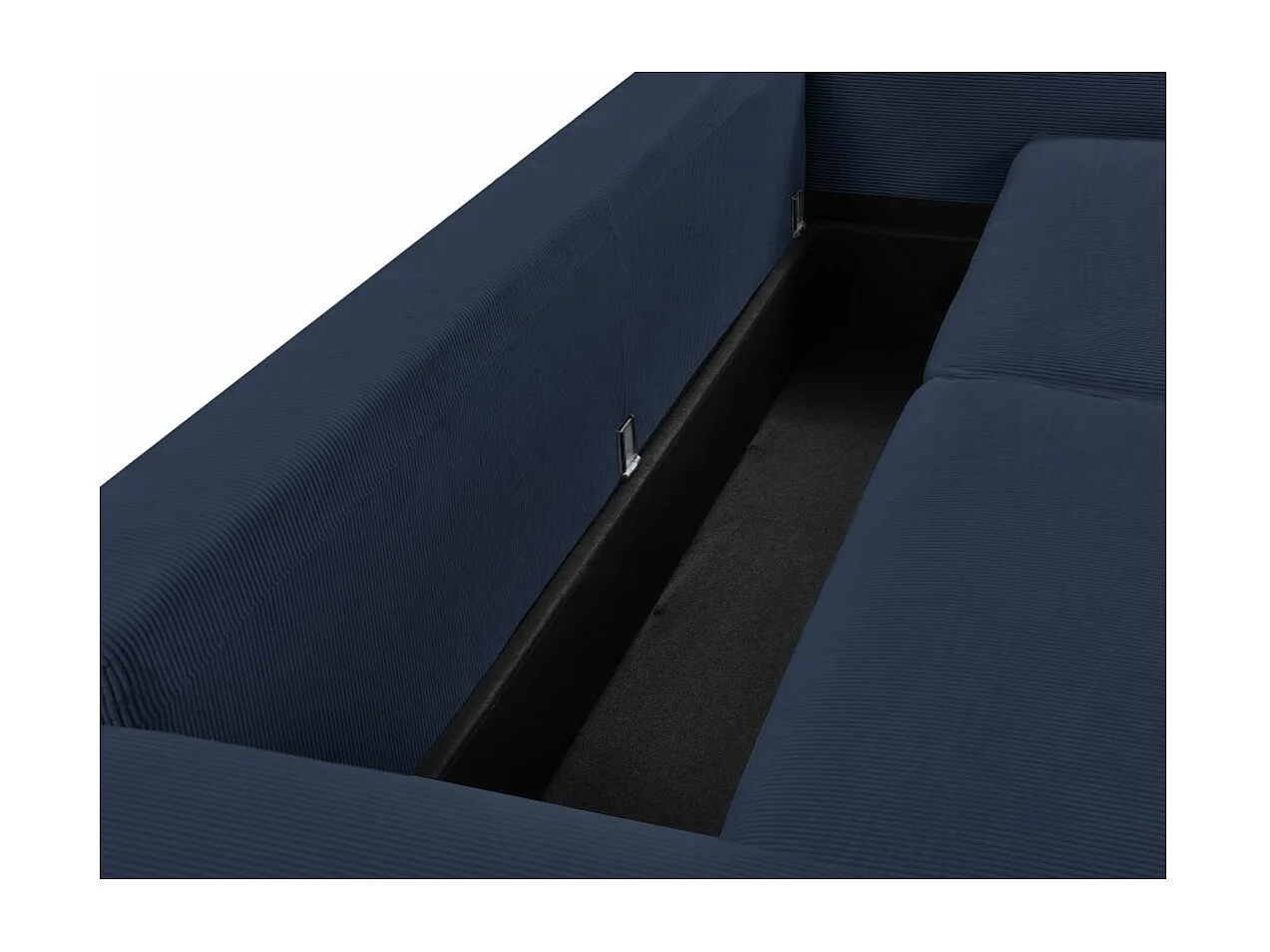 Canapé droit 3 places Margot convertible en velours côtelé - Bleu - L230 x P94,5 x H91cm - Loungitude