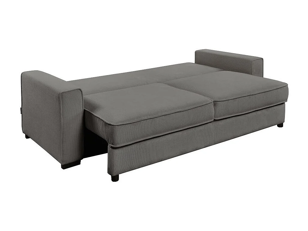 Canapé droit 3 places Margot convertible en velours côtelé - Gris - L230 x P94,5 x H91cm - Loungitude