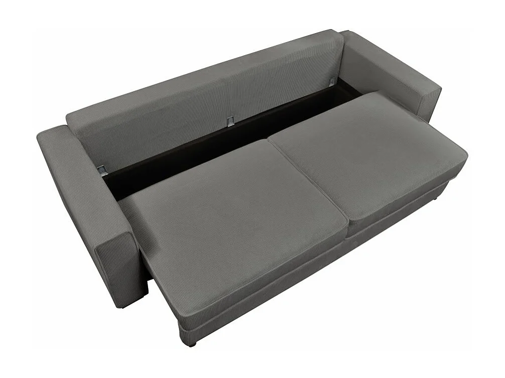 Canapé droit 3 places Margot convertible en velours côtelé - Gris - L230 x P94,5 x H91cm - Loungitude