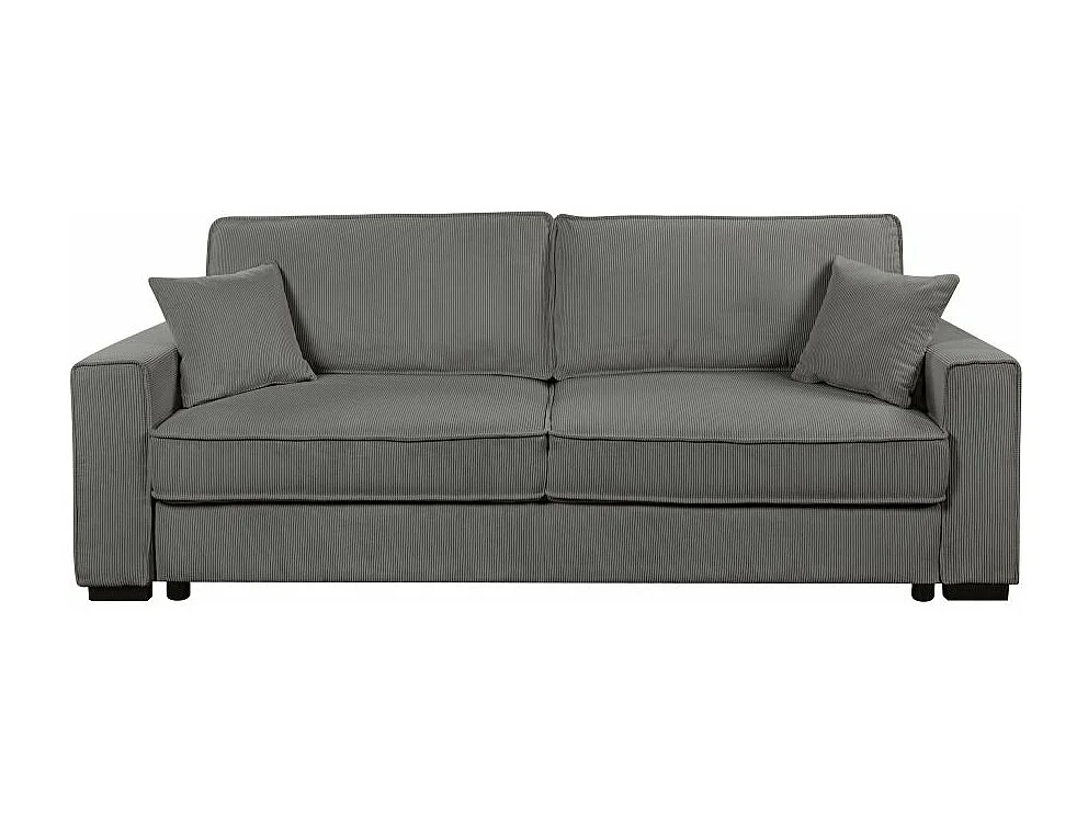 Canapé droit 3 places Margot convertible en velours côtelé - Gris - L230 x P94,5 x H91cm - Loungitude