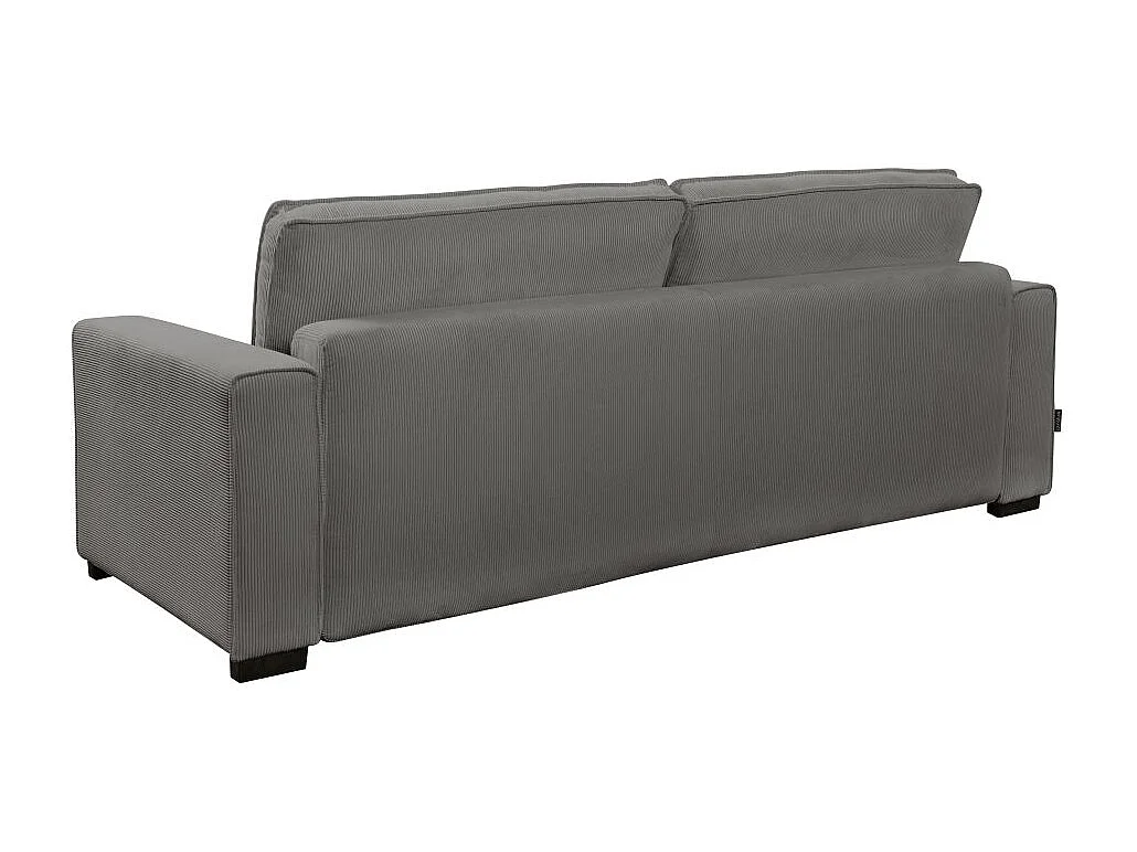 Canapé droit 3 places Margot convertible en velours côtelé - Gris - L230 x P94,5 x H91cm - Loungitude