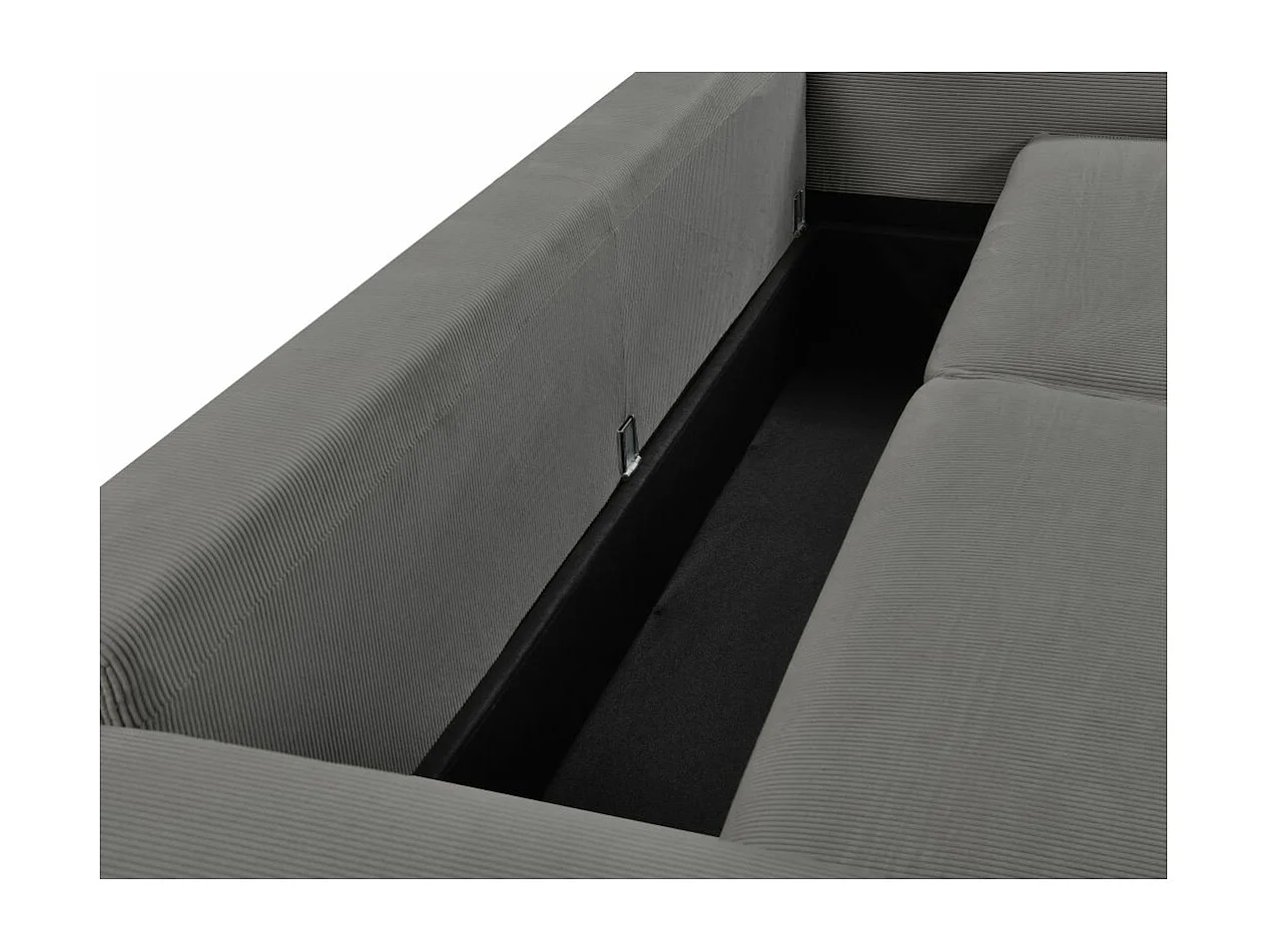 Canapé droit 3 places Margot convertible en velours côtelé - Gris - L230 x P94,5 x H91cm - Loungitude