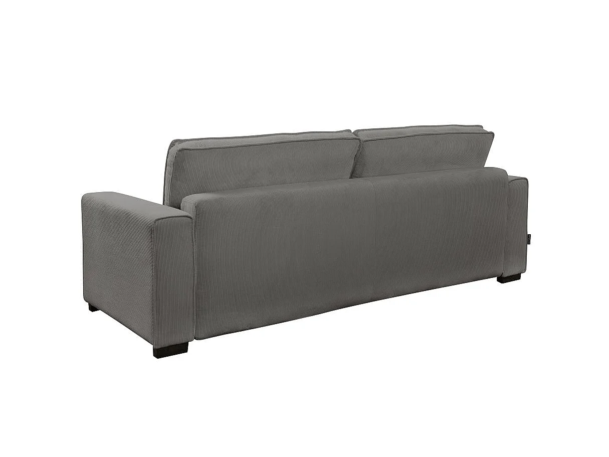 Canapé droit 3 places Margot convertible en velours côtelé - Gris - L230 x P94,5 x H91cm - Loungitude