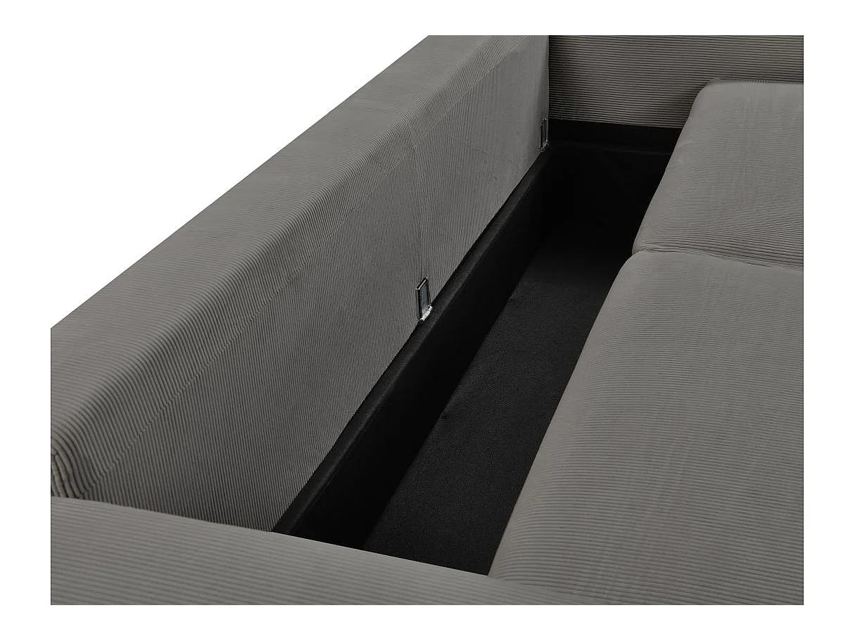 Canapé droit 3 places Margot convertible en velours côtelé - Gris - L230 x P94,5 x H91cm - Loungitude