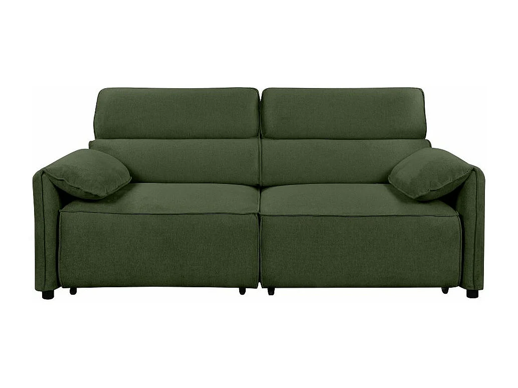 Canapé droit 3 places Valentin avec assises coulissantes en tissu - Vert - L217 x P101 x H81cm - Loungitude