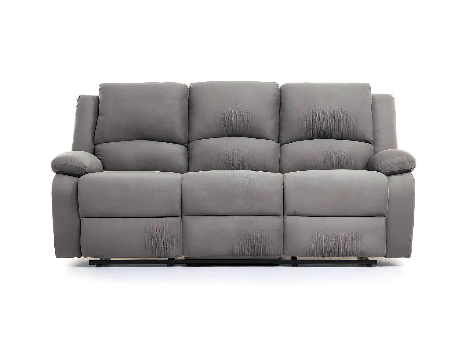RELAXXO - Ensemble canapé relax manuel LEO 3 places + fauteuil manuel en microfibre - Gris