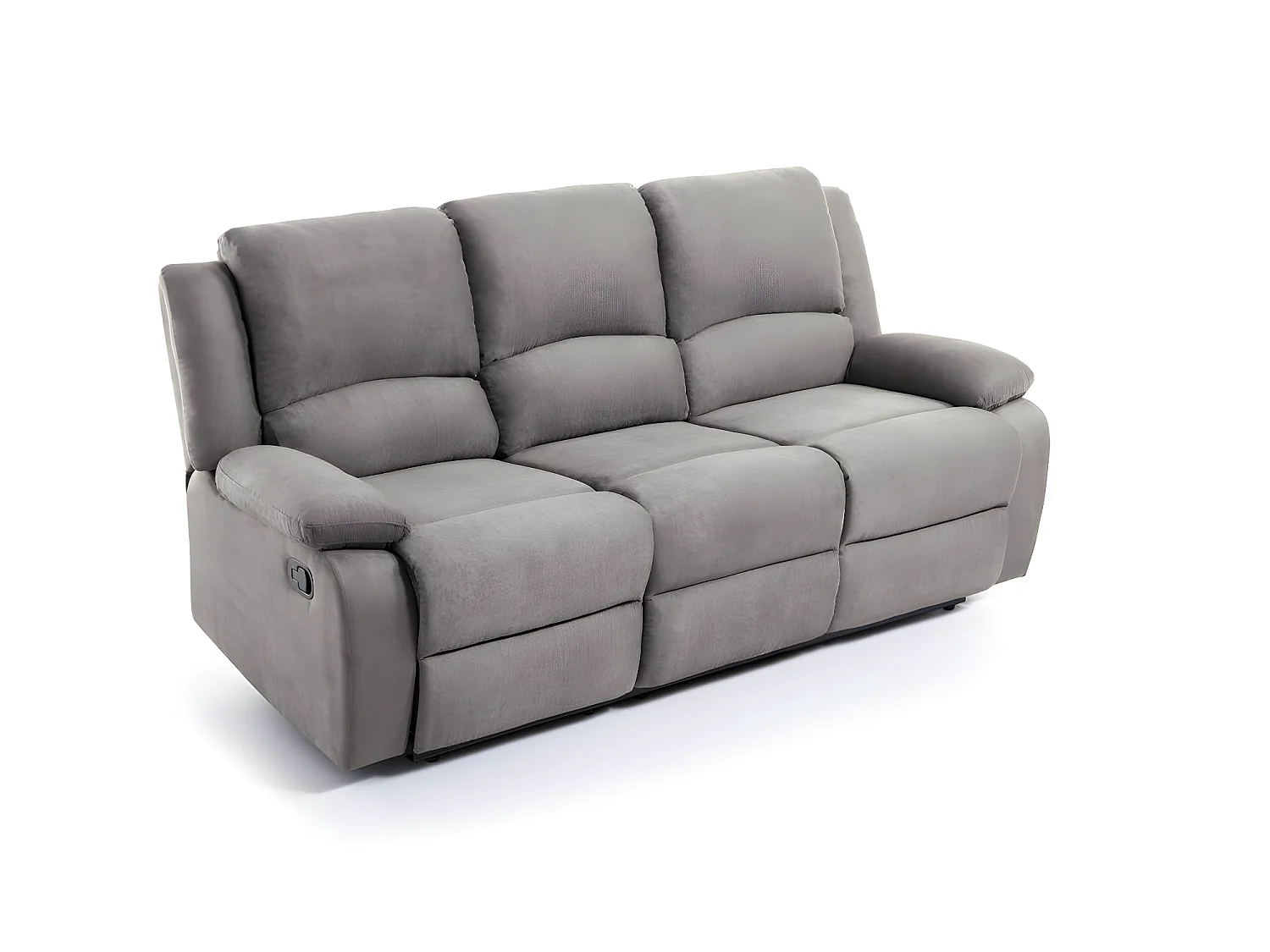RELAXXO - Ensemble canapé relax manuel LEO 3 places + fauteuil manuel en microfibre - Gris
