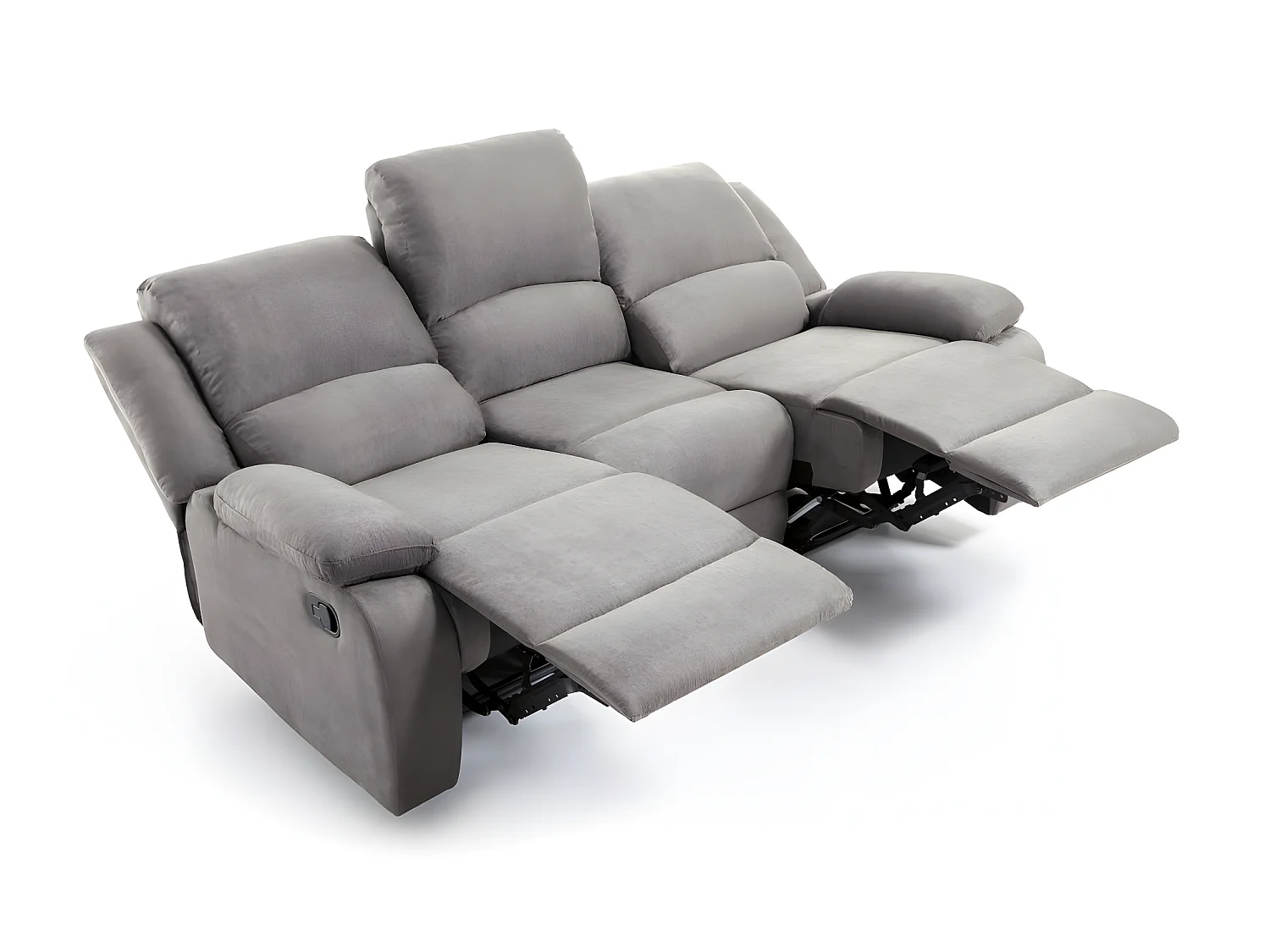 RELAXXO - Ensemble canapé relax manuel LEO 3 places + fauteuil manuel en microfibre - Gris