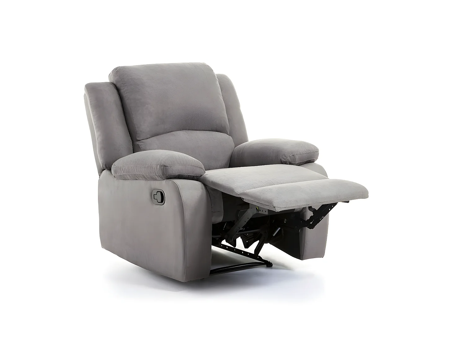RELAXXO - Ensemble canapé relax manuel LEO 3 places + fauteuil manuel en microfibre - Gris