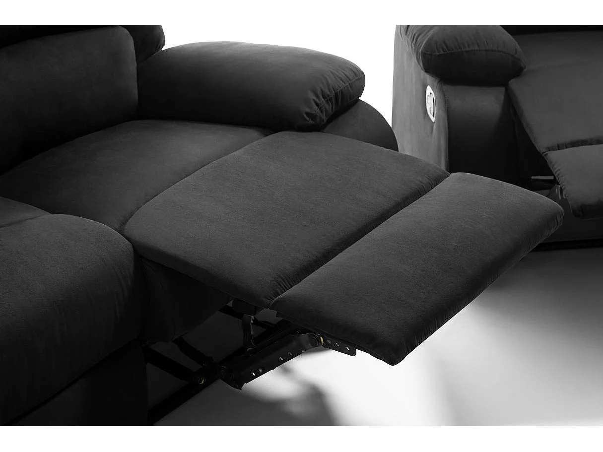 RELAXXO - Ensemble canapé relax manuel LEO 3 places + fauteuil manuel en microfibre - Noir