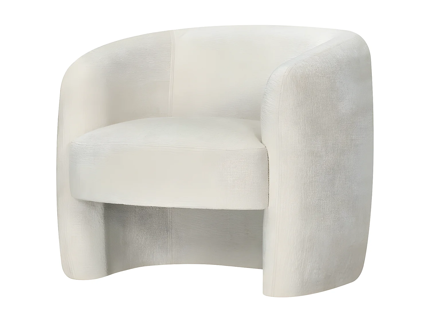 Fauteuil Louison en tissu bouclette - Blanc - L87 x 77 x 75cm - Loungitude