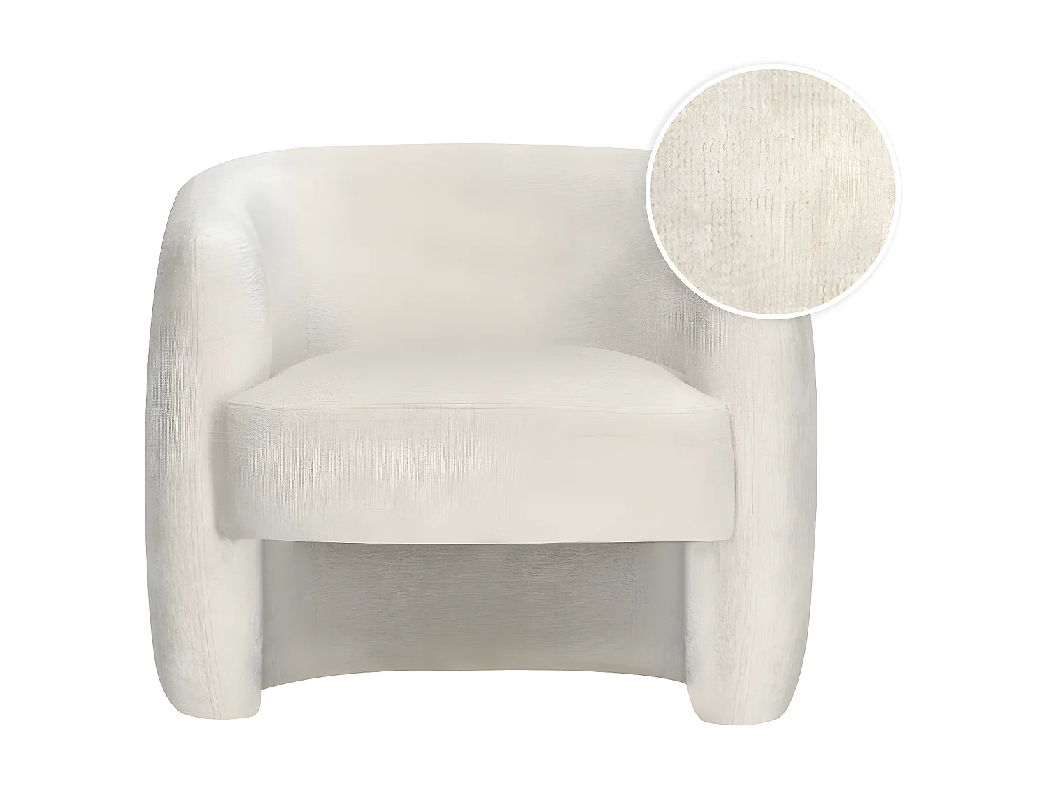 Fauteuil Louison en tissu bouclette - Blanc - L87 x 77 x 75cm - Loungitude