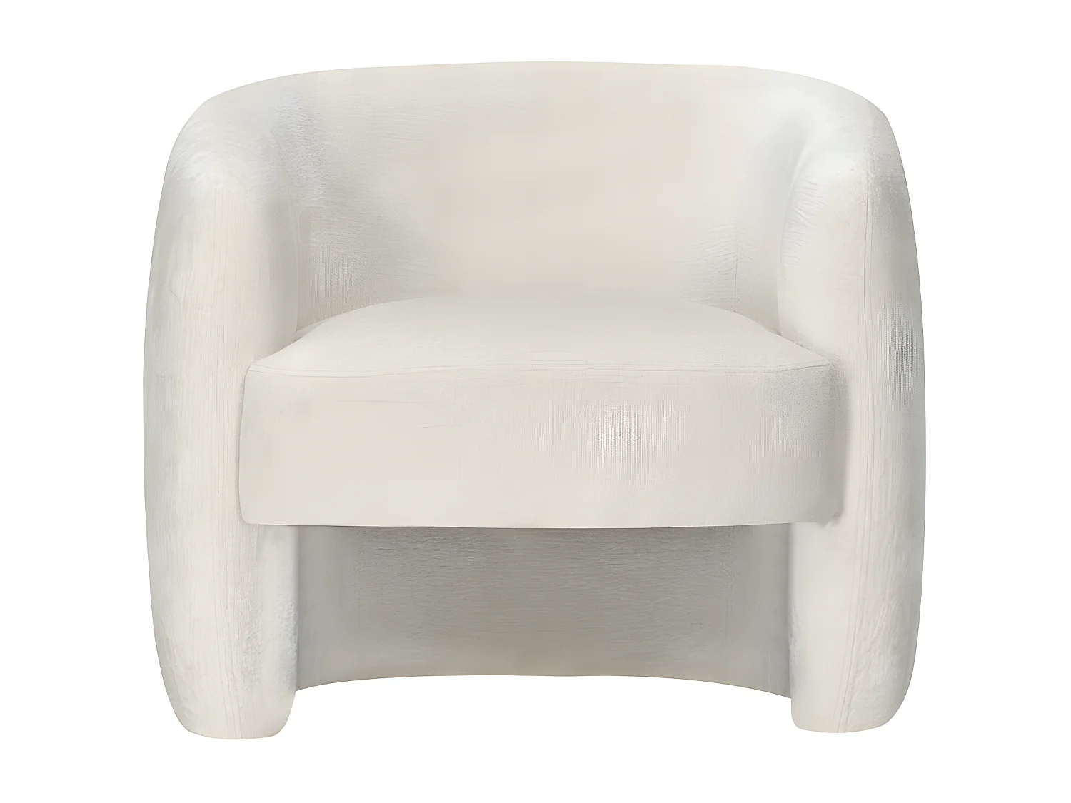 Fauteuil Louison en tissu bouclette - Blanc - L87 x 77 x 75cm - Loungitude