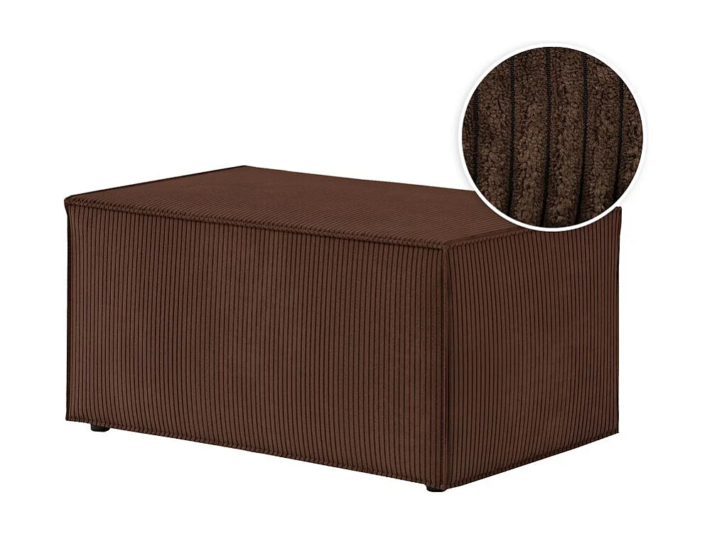 Pouf en velours côtelé Clarisse - Marron - L90 x P50 x H41cm - Loungitude