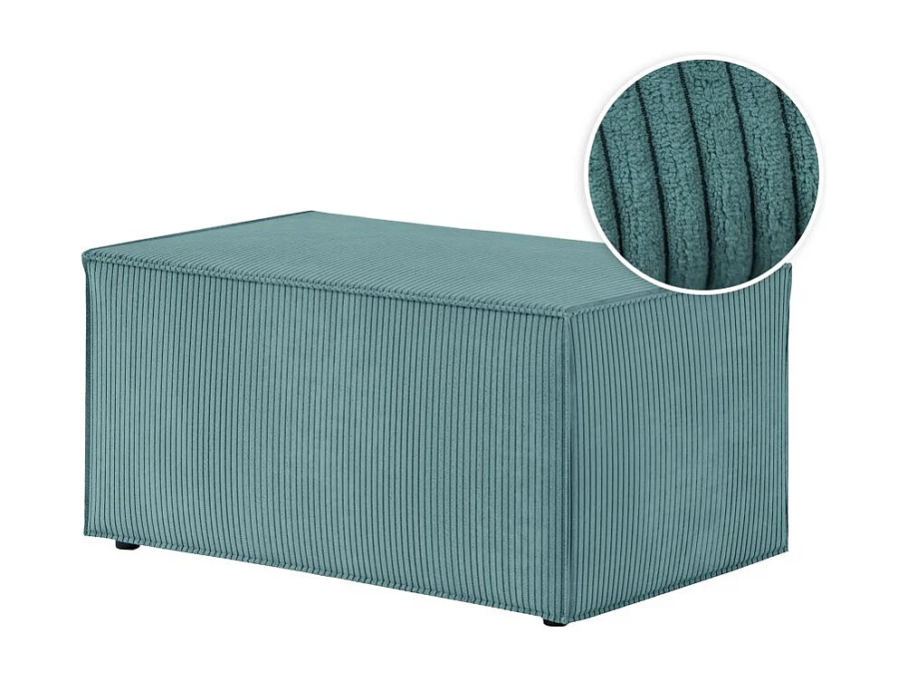 Pouf en velours côtelé Clarisse - Bleu clair - L90 x P50 x H41cm - Loungitude