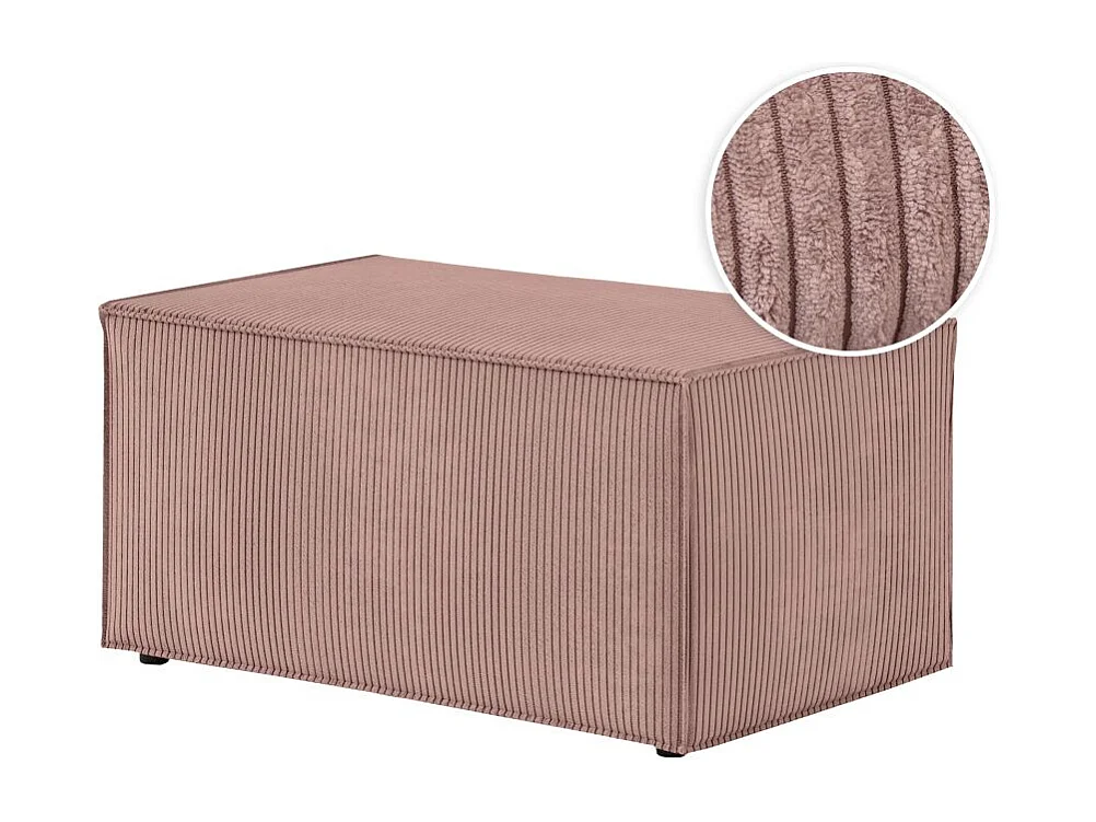 Pouf en velours côtelé Clarisse - Vieux rose - L90 x P50 x H41cm - Loungitude
