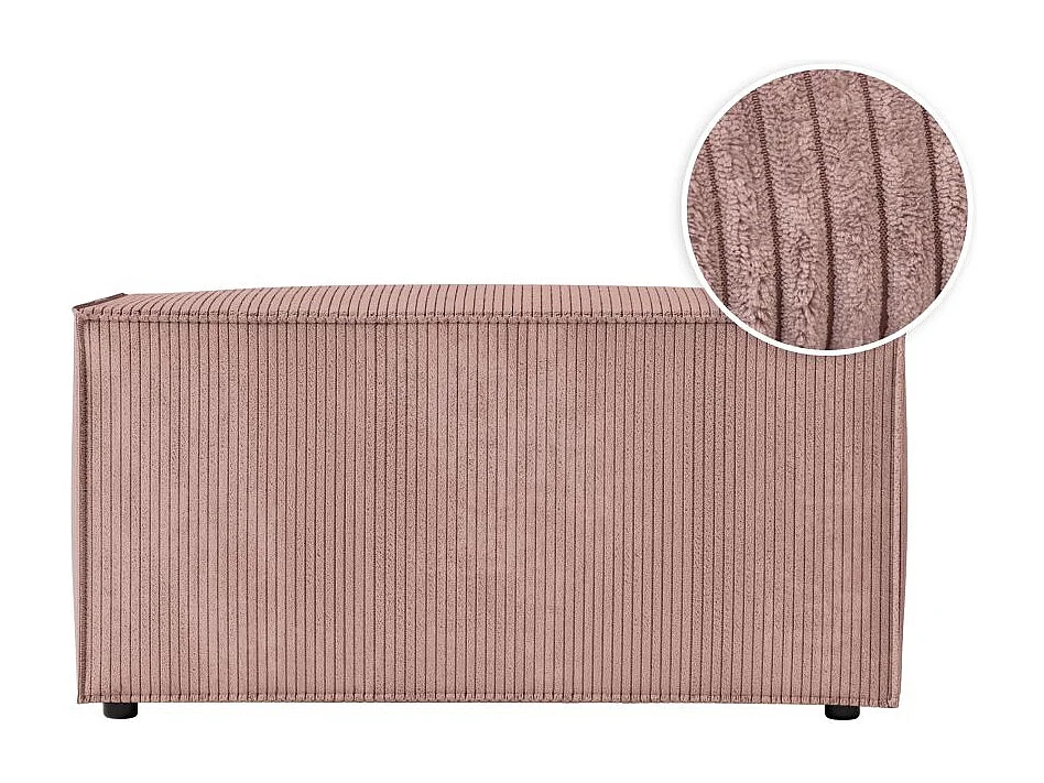Pouf en velours côtelé Clarisse - Vieux rose - L90 x P50 x H41cm - Loungitude