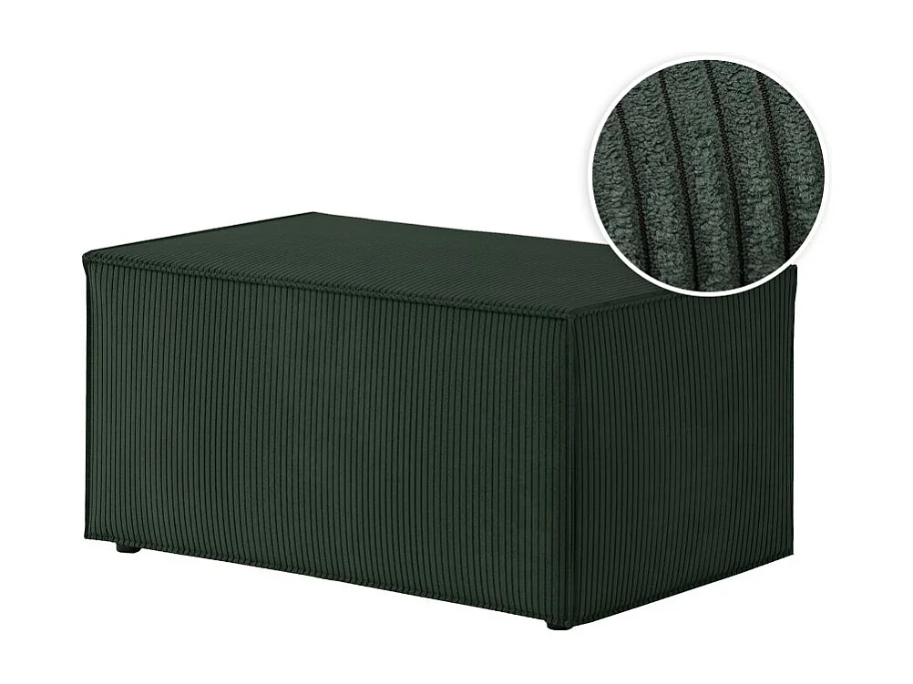 Pouf en velours côtelé Clarisse - Vert foncé - L90 x P50 x H41cm - Loungitude