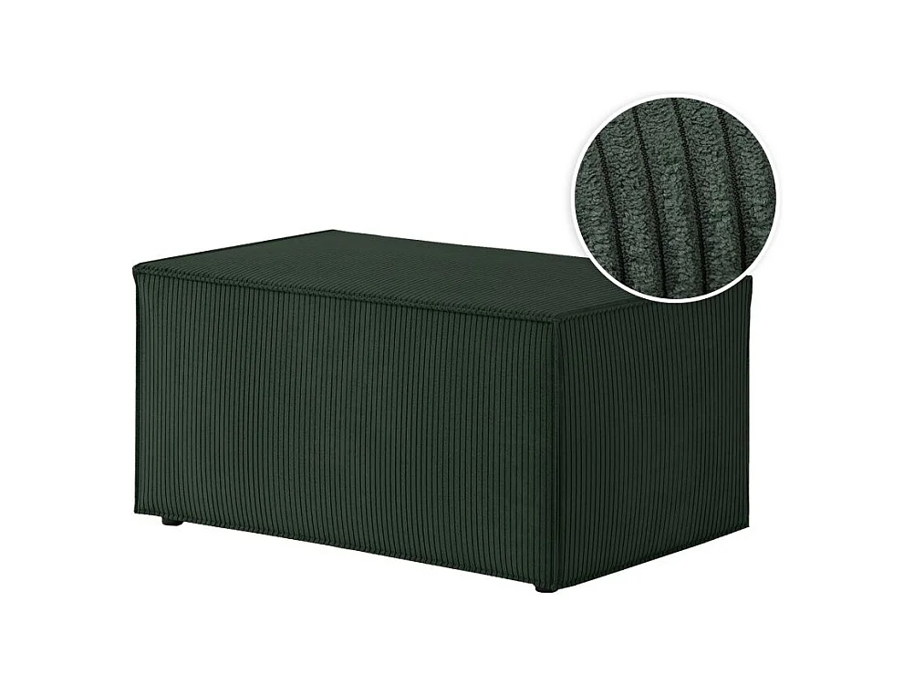 Pouf en velours côtelé Clarisse - Vert foncé - L90 x P50 x H41cm - Loungitude
