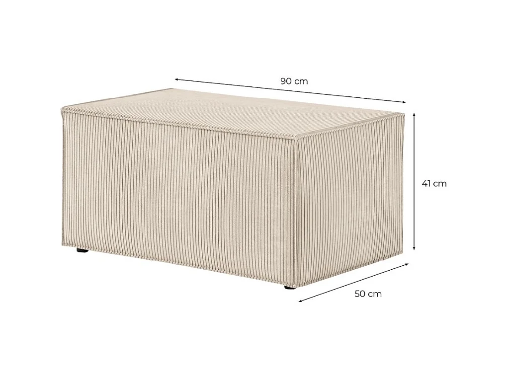 Pouf en velours côtelé Clarisse - Vert foncé - L90 x P50 x H41cm - Loungitude