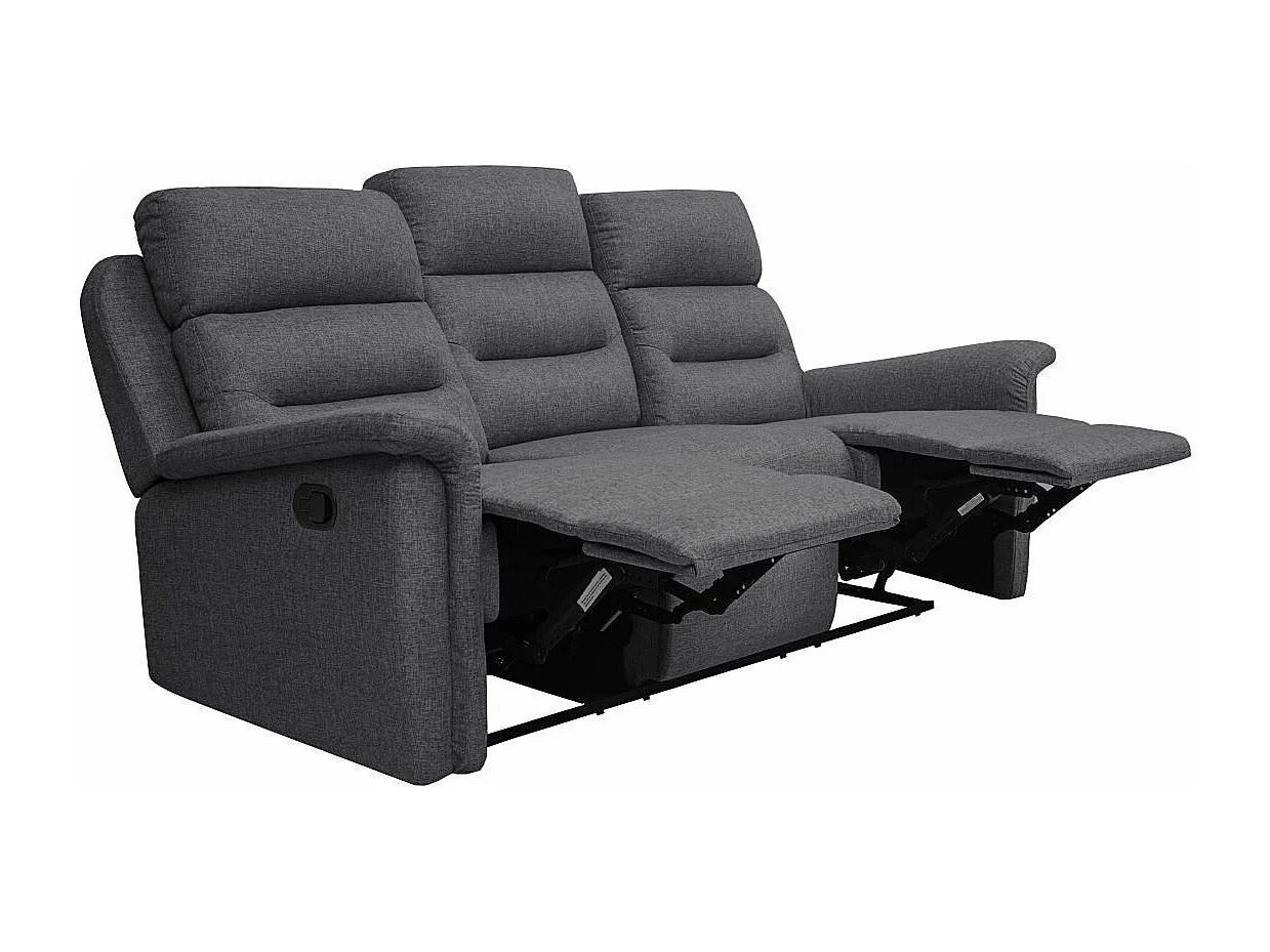 Ensemble canapés relax manuels Léon 3 + 2 places en tissu Gris anthracite - Loungitude