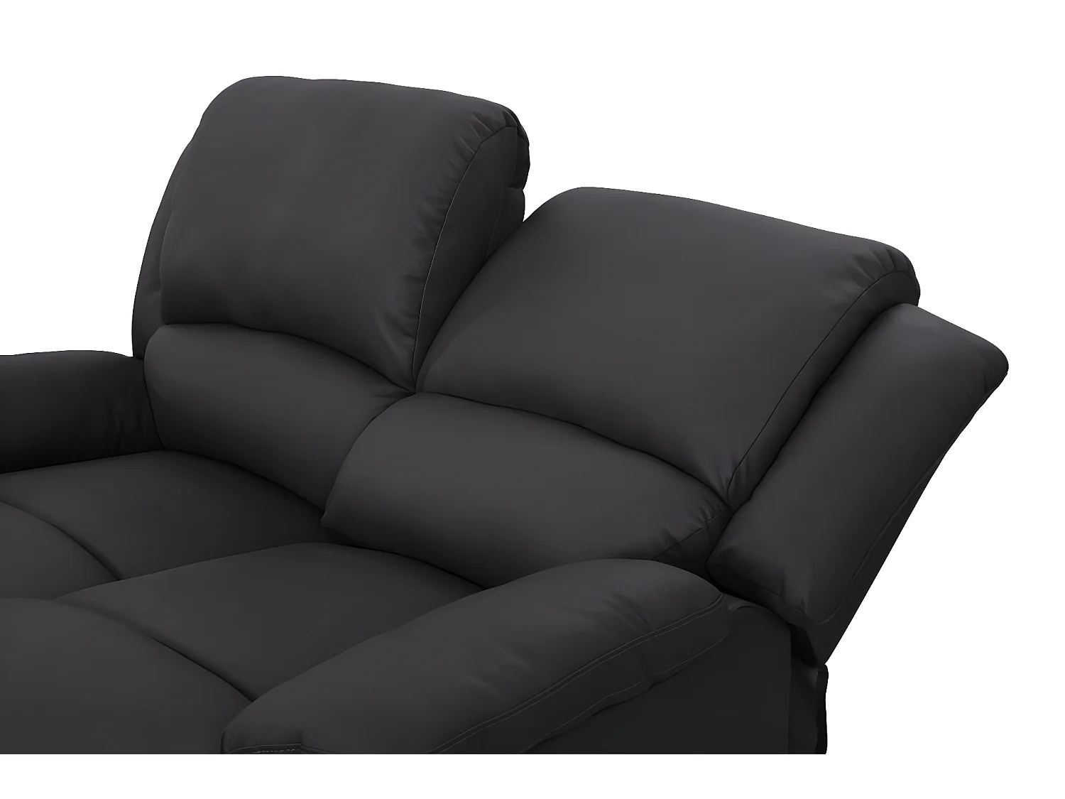 Ensemble canapés relax manuels Léo 3 + 2 places en simili - Noir - Loungitude