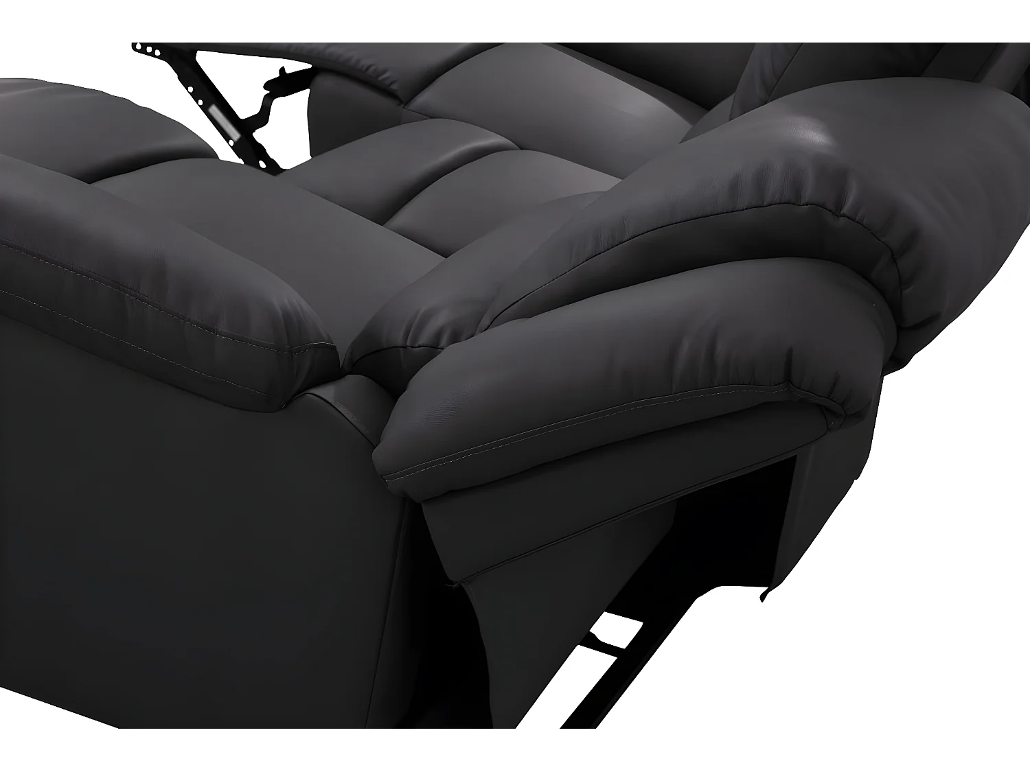 Ensemble canapés relax manuels Léo 3 + 2 places en simili - Noir - Loungitude