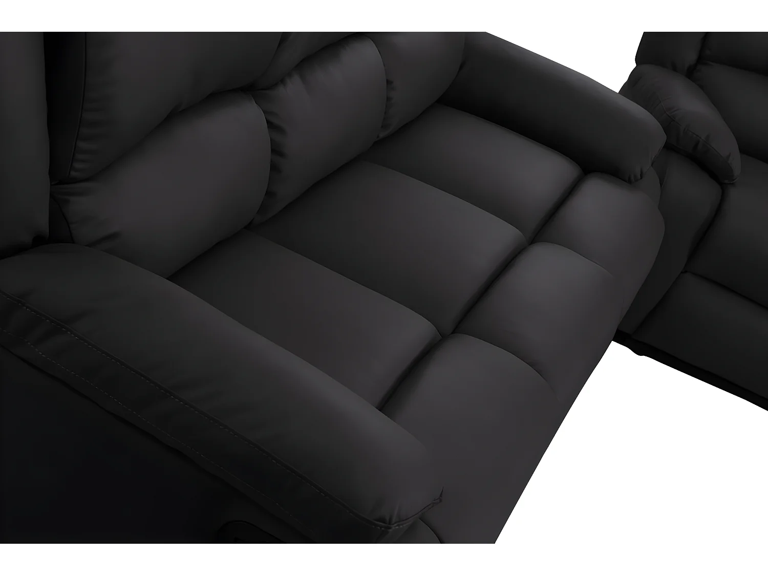 Ensemble canapés relax manuels Léo 3 + 2 places en simili - Noir - Loungitude