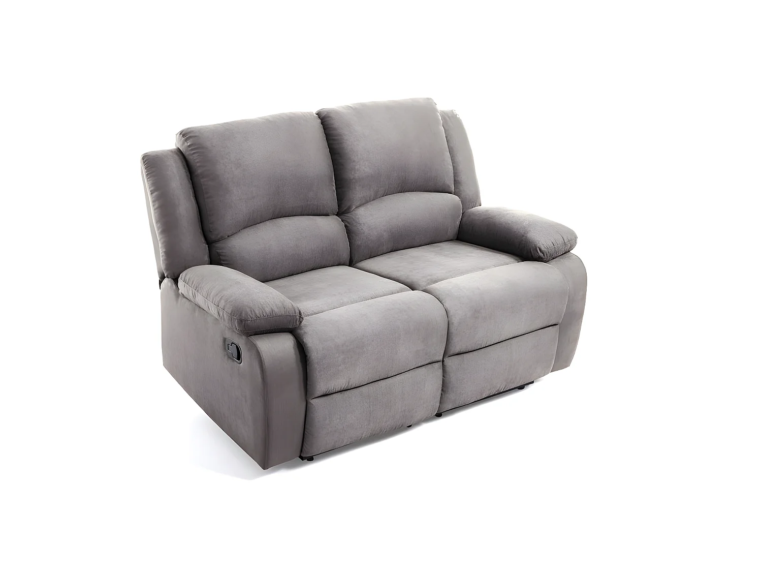 Ensemble canapé relax manuel Léo 2 places + fauteuil manuel en microfibre - Gris - Loungitude