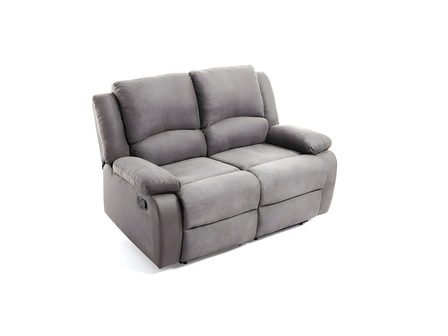 Ensemble canapé relax manuel Léo 2 places + fauteuil manuel en microfibre - Gris - Loungitude