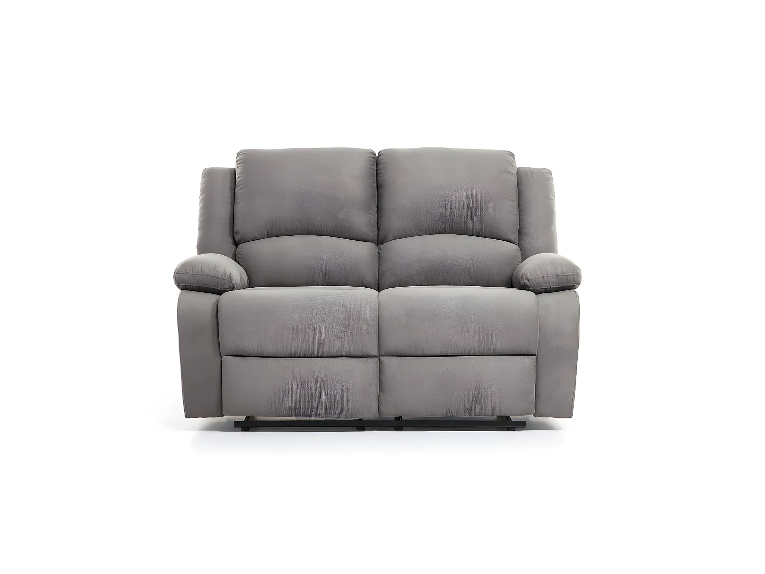 Ensemble canapé relax manuel Léo 2 places + fauteuil manuel en microfibre - Gris - Loungitude