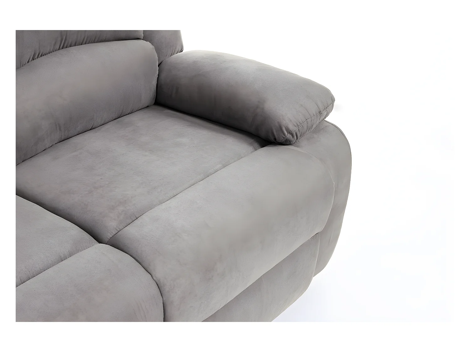 Ensemble canapé relax manuel Léo 2 places + fauteuil manuel en microfibre - Gris - Loungitude