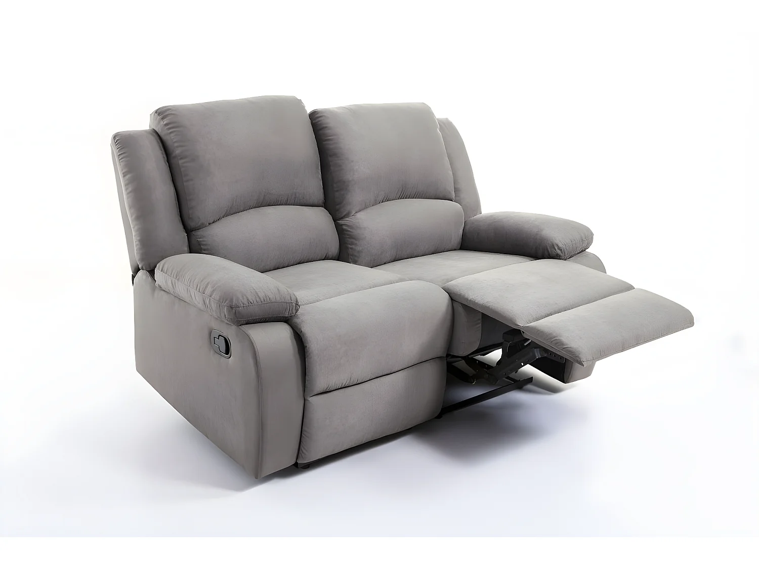 Ensemble canapé relax manuel Léo 2 places + fauteuil manuel en microfibre - Gris - Loungitude
