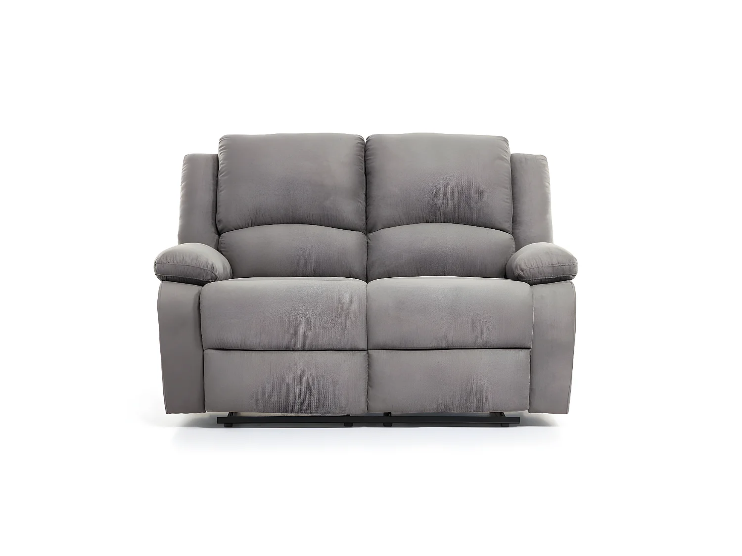Ensemble canapé relax manuel Léo 2 places + fauteuil manuel en microfibre - Gris - Loungitude