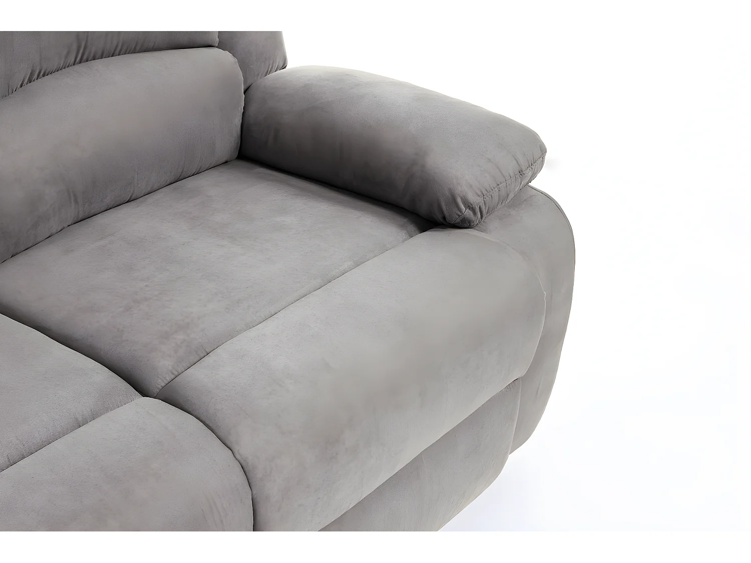 Ensemble canapé relax manuel Léo 2 places + fauteuil manuel en microfibre - Gris - Loungitude