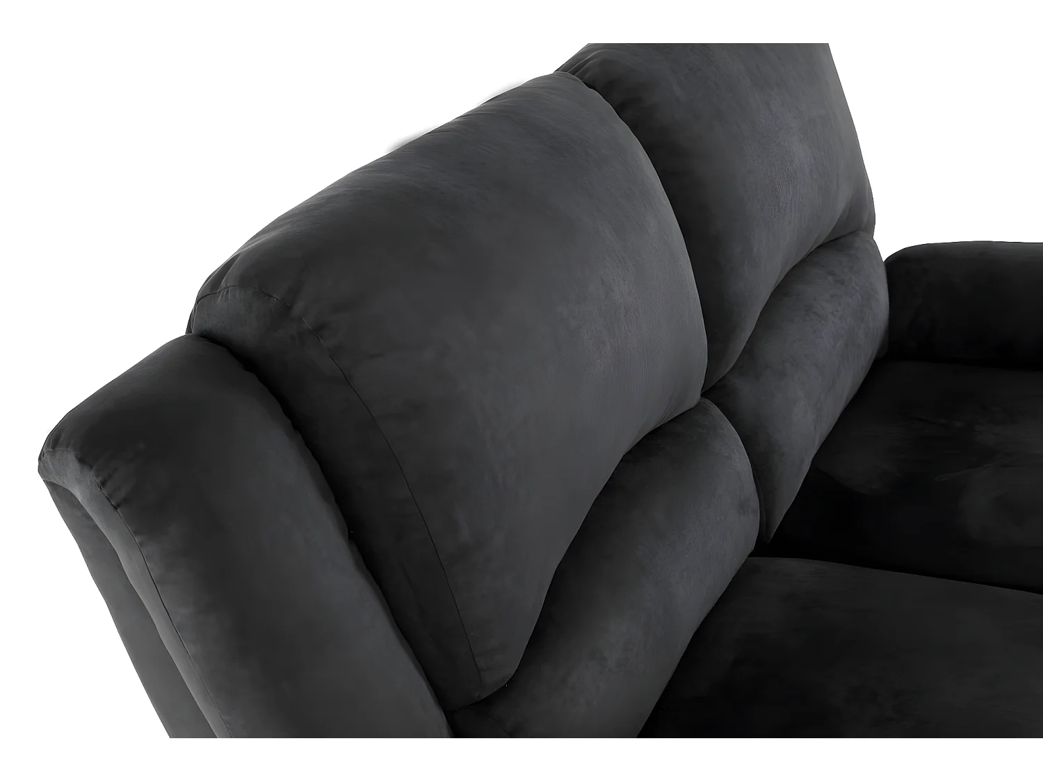 Ensemble canapé relax manuel Léo 2 places + fauteuil manuel en microfibre - Noir - Loungitude