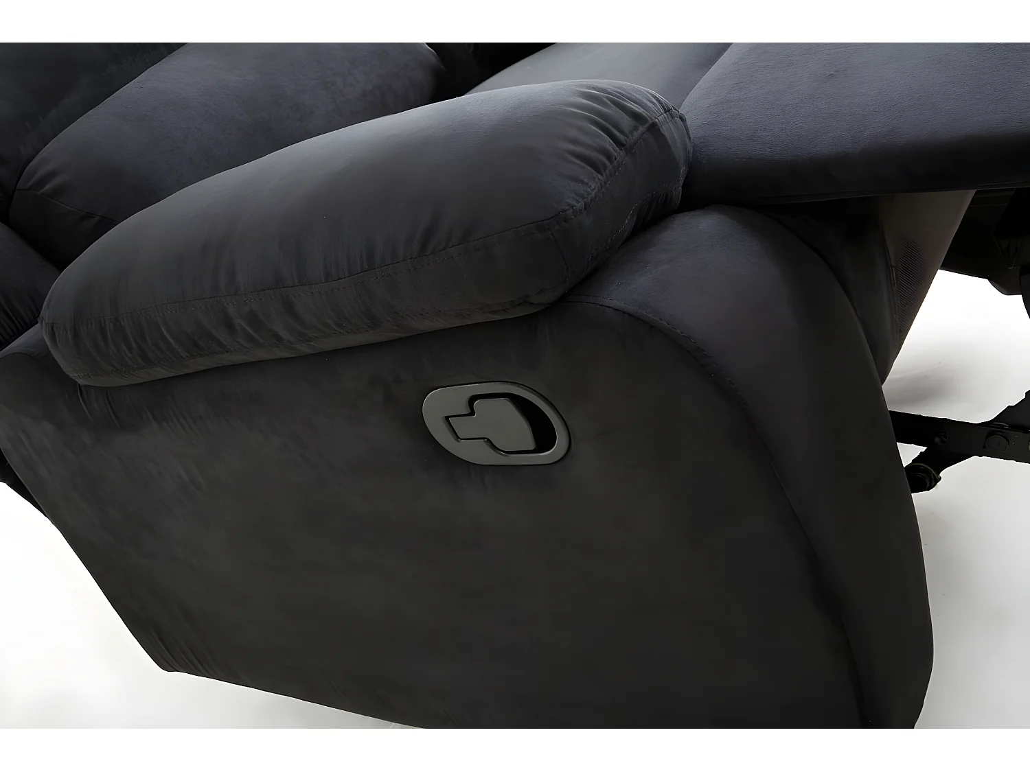 Ensemble canapé relax manuel Léo 2 places + fauteuil manuel en microfibre - Noir - Loungitude