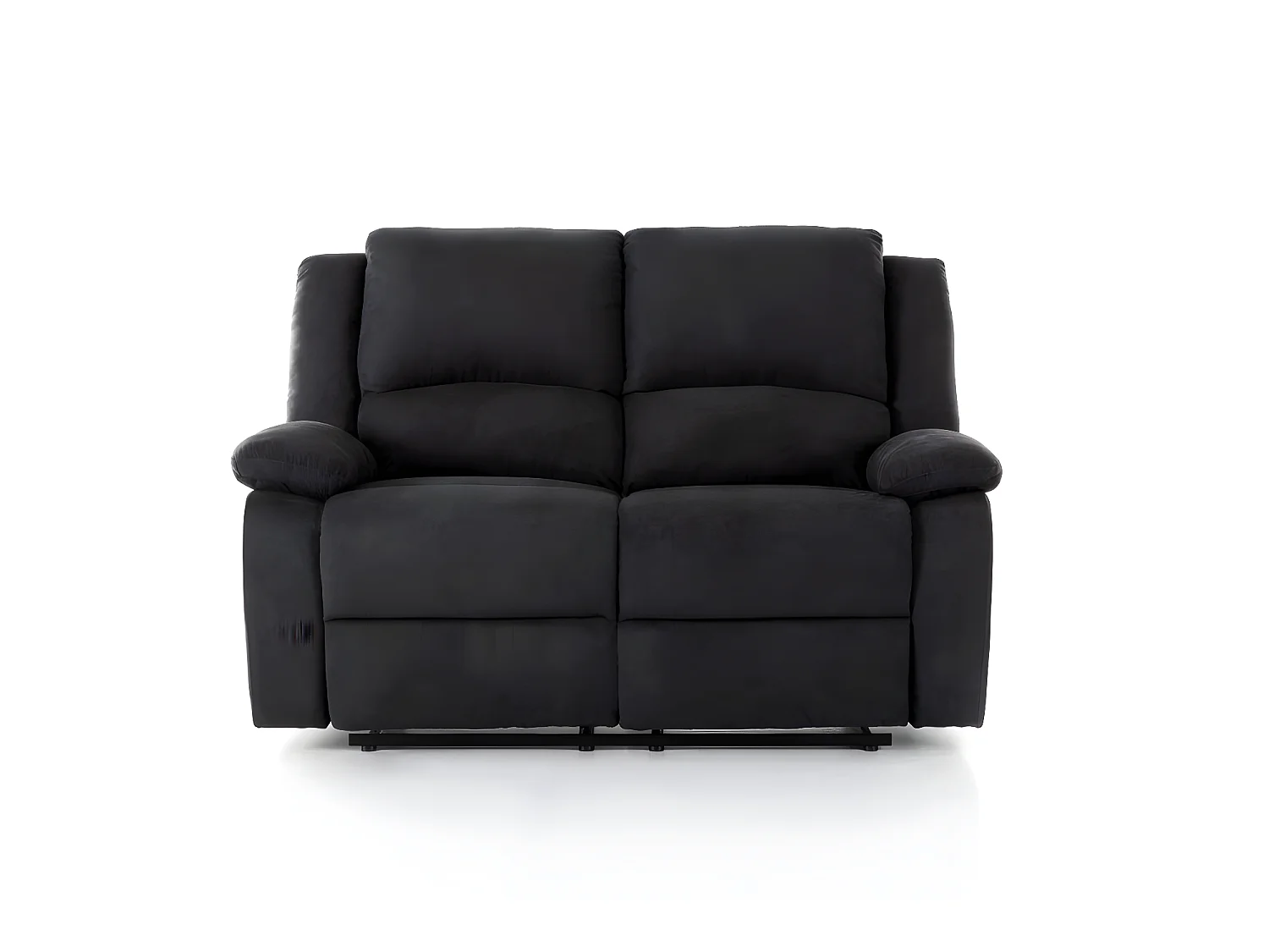 Ensemble canapé relax manuel Léo 2 places + fauteuil manuel en microfibre - Noir - Loungitude
