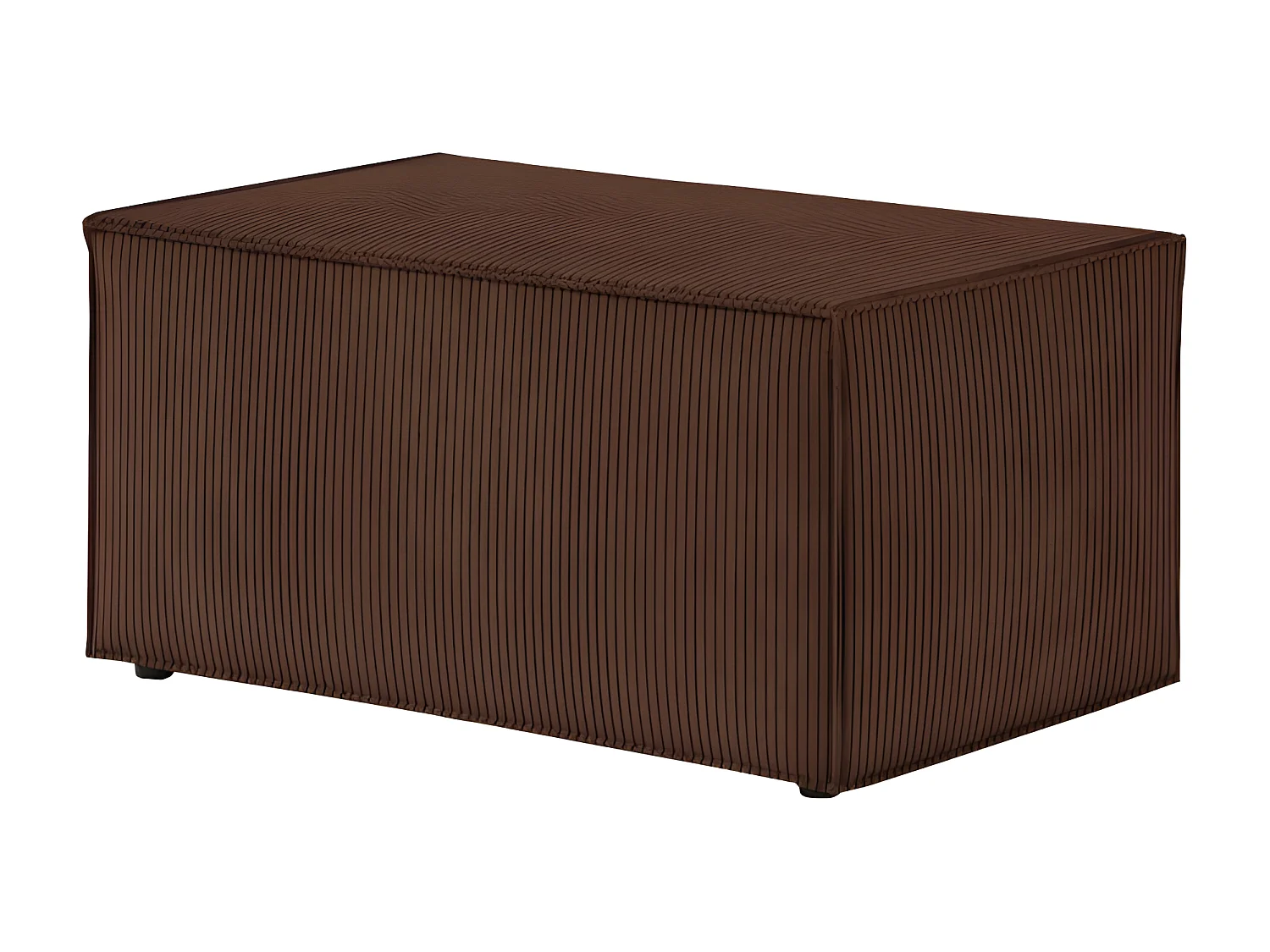 Pack - Clarisse - Canapé d'angle convertible réversible avec pouf en velours côtelé - Marron - L269 x P159 x H89cm - Loungitude