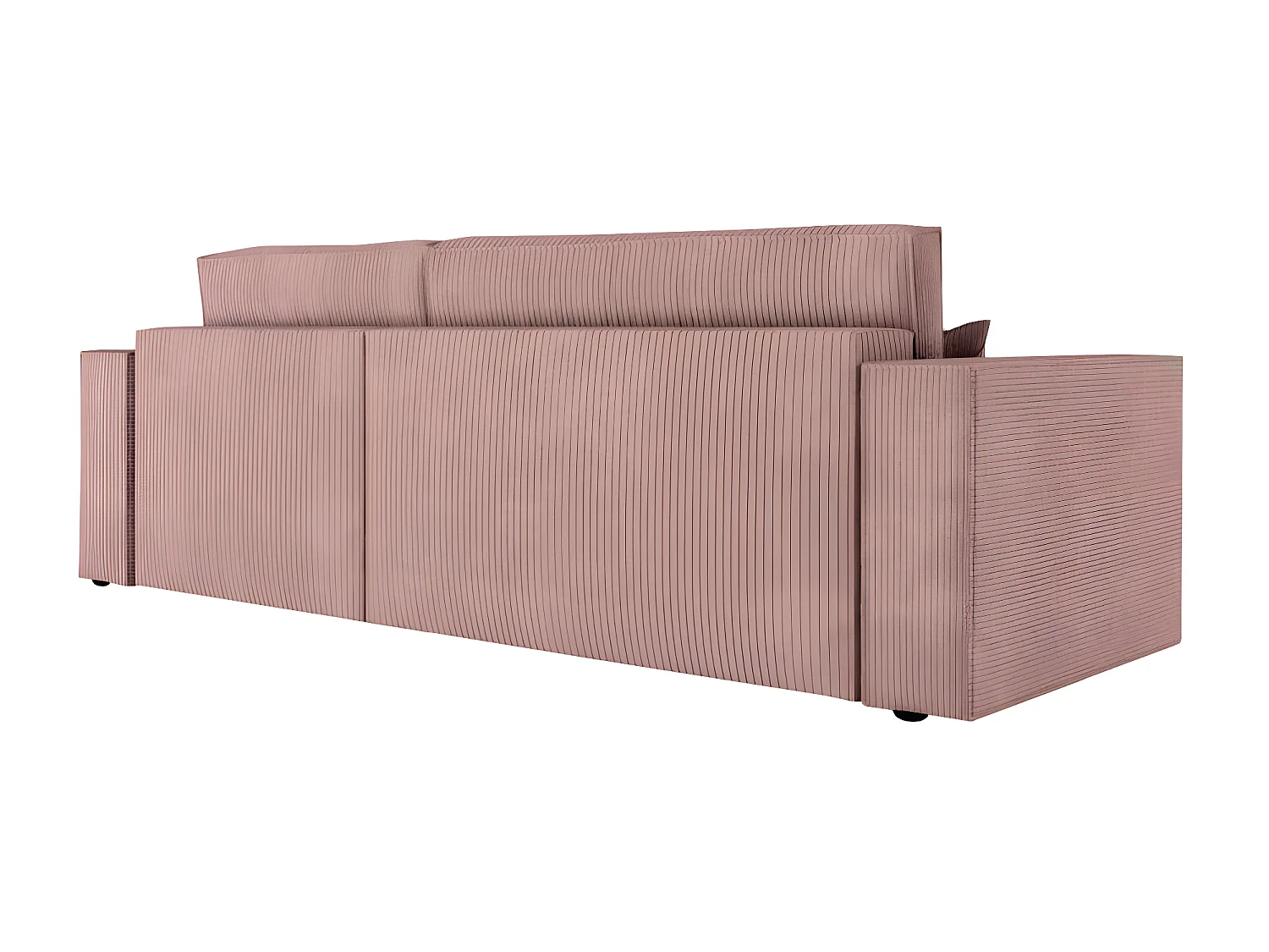 Pack - Clarisse - Canapé d'angle convertible réversible avec pouf en velours côtelé - Vieux rose - L269 x P159 x H89cm - Loungitude